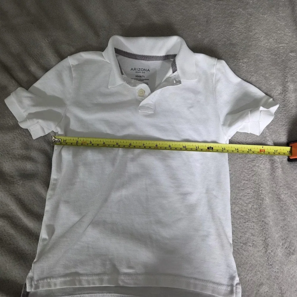 Arizona Jean Co Polo Shirt Kids XS 6-7 White Tagless Stretch Short Sleeve Top